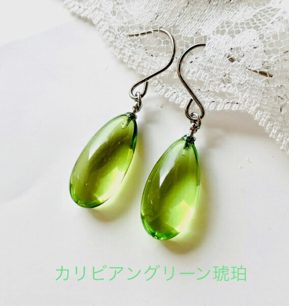 楽天市場】【琥珀 ピアス】【サファイアブルーアンバー】青い琥珀