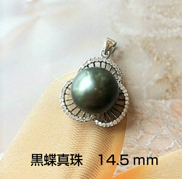 【黒蝶真珠　ペンダント】大珠真珠　ペンダント（14.5ｍｍ）タヒチ　アウトレット　　シルバー925