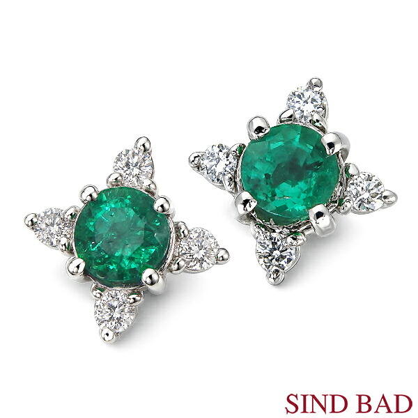 エメラルド コロンビア産 ピアス 0.32ct プラチナ Pt900 ダイヤモンド 5月誕生石 ジュエリー|ジュエリー・ベビーリングSINDBAD