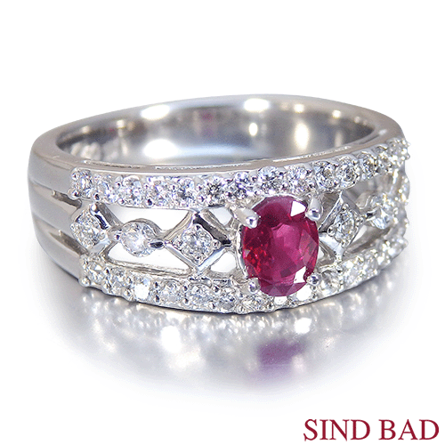 ルビー 指輪 プラチナ 0.355ct【ルビー リング】 7月 誕生石0.3ct up 0.3カラット アップ｜ジュエリー・ベビーリングSINDBAD