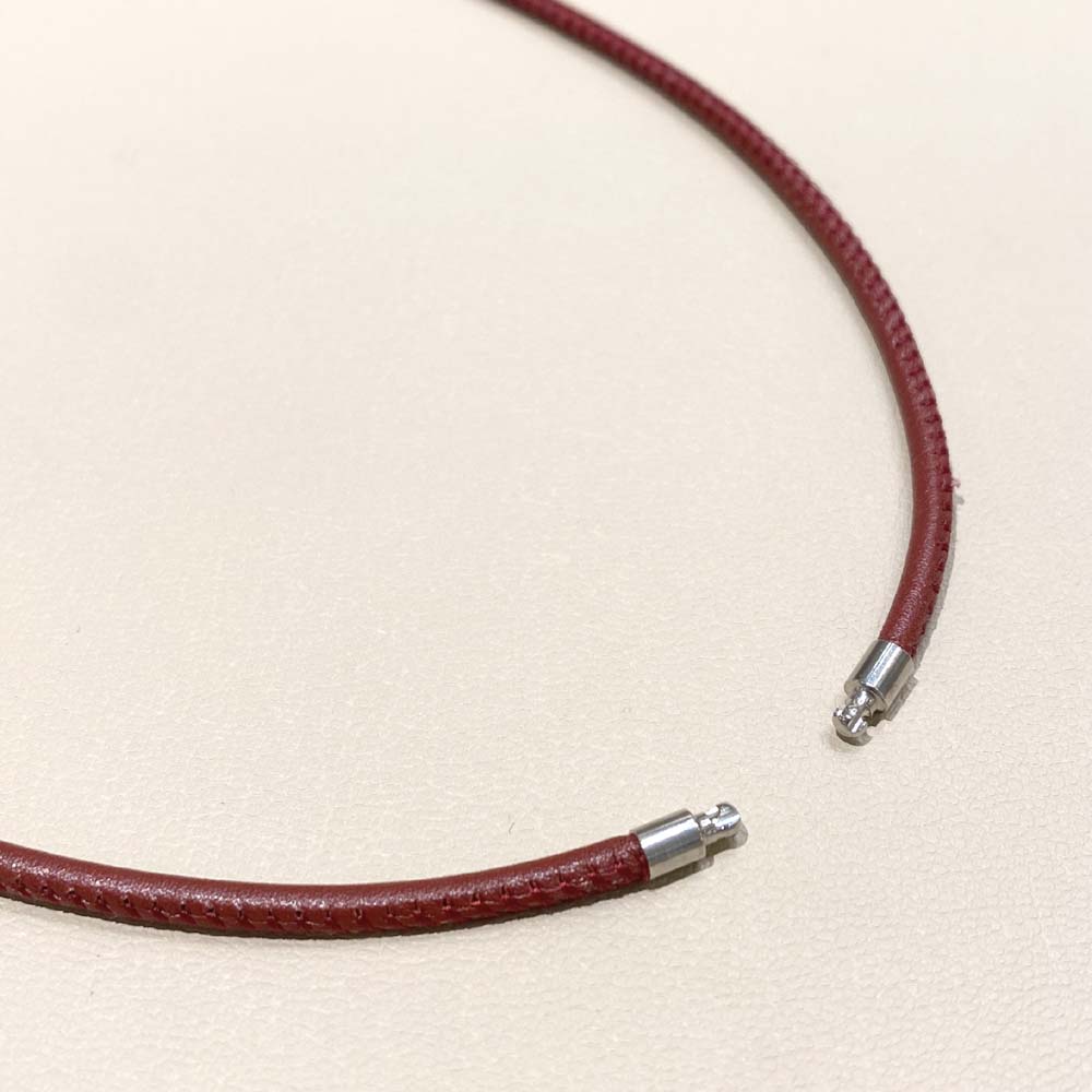 Jorge Heinz ステンレス製 レザーネックレス 3mm レザー シルバー ダークブラウン インポートジュエリー ドイツ製 450046|Mjewel