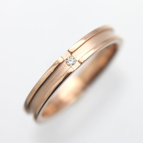 【マラソン☆ポイントMAX10倍】 結婚指輪 メンズ K10PG リング ピンクゴールド ダイヤ クロス マリッジリング 彼女 クリスマス