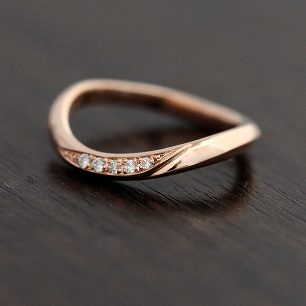 結婚指輪 レディース K18PG 単品 リング ピンクゴールド ライン ダイヤ 0.05ct マリッジリング プレゼント 彼女 クリスマス