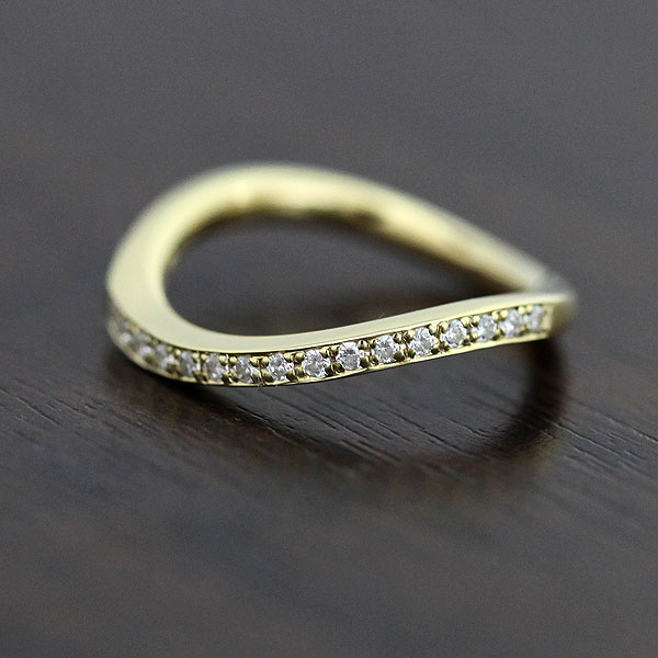 結婚指輪 レディース 単品 リング イエローゴールド K18 S字 ダイヤ 0.18ct ハーフエタニティ マリッジリング 彼女 クリスマス|株)オーダーメイドジュエリーメイ