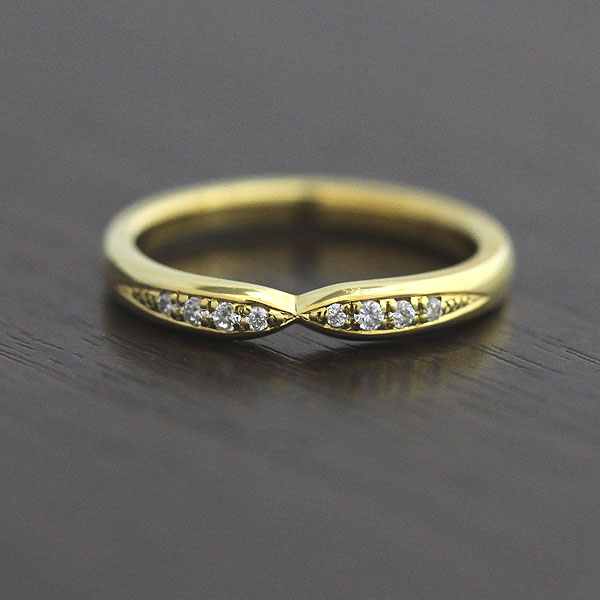 結婚指輪 レディース K18YG ダイヤモンド 0.07ct イエローゴールド リボンライン シンプル 恋人 夫婦 ギフト プレゼント クリスマス 記念日 ジュエリー マリッジリング|株)オーダーメイドジュエリーメイ