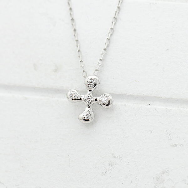 ネックレス レディース K10WG ホワイトゴールド ダイヤモンド 0.05ct クロス 十字 ダイヤペンダント 彼女 クリスマス ペンダント ジュエリー|株)オーダーメイドジュエリーメイ