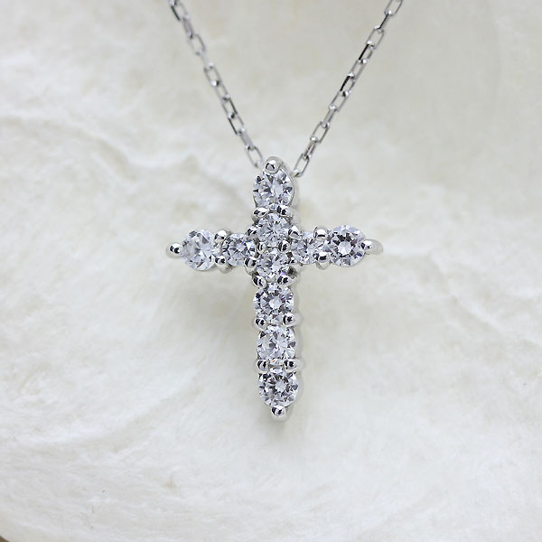 ネックレス レディース ペンダント PT900 ダイヤモンド 0.2ct クロス 十字架 ペンダント ダイヤペンダント クロスモチーフ 小ぶり クリスマス プレゼント 彼女 恋人 ギフト 記念日 彼女 女性 宝石 ジュエリー