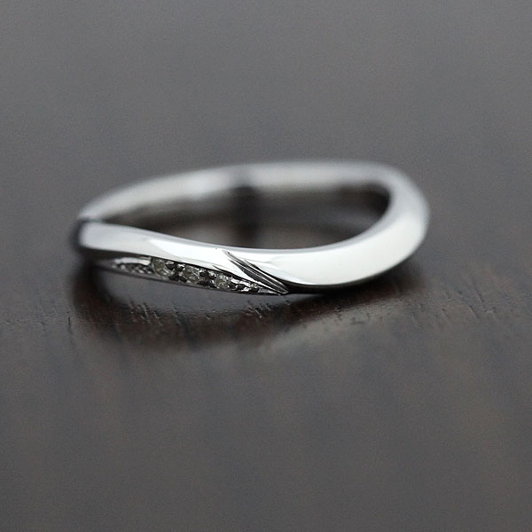 結婚指輪 レディース 単品 リング PT100 (プラチナ10%) ダイヤモンド 0.03ct シンプルライン S字 ウェーブライン 普段使い さりげない かわいい クリスマス 記念日 彼女 女性用 ギフト プレゼント ジュエリー マリッジリング 短納期|株)オーダーメイドジュエリーメイ