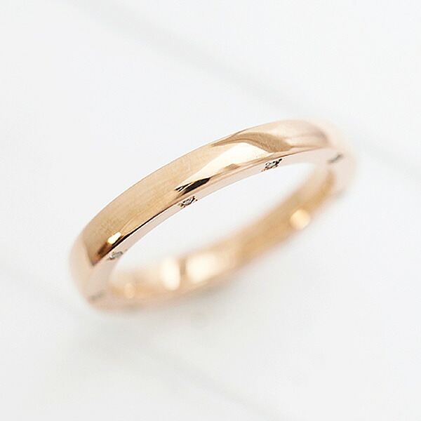 結婚指輪 レディース K18PG ダイヤモンド 0.10ct ピンクゴールド マリッジリング 単品リング 彼女 クリスマス|株)オーダーメイドジュエリーメイ