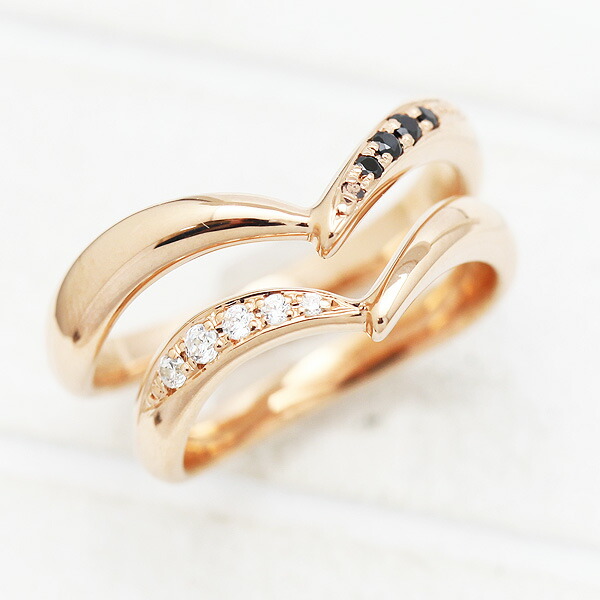 【ポイント5倍+割引クーポン有！】 結婚指輪 ペアリング 2本セット価格K18PG ダイヤモンド 0.07ct ピンクゴールド V字 彼女 クリスマス マリッジリング 146,873円