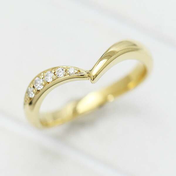 結婚指輪 レディース K18YG ダイヤモンド 0.07ct イエローゴールド マリッジリング V字 単品リング プレゼント 彼女 クリスマス 75,358円