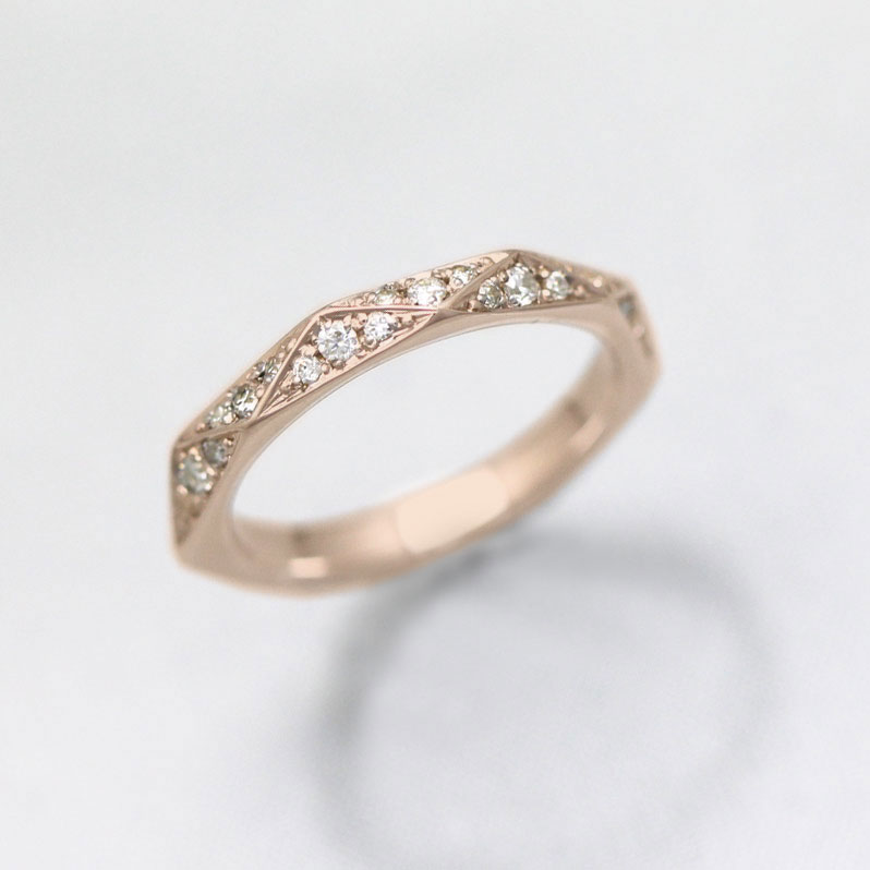 結婚指輪 レディース K18PG ダイヤモンド 0.27ct ピンクゴールド マリッジリング ミラーカット 単品リング ホワイトデー プレゼント 彼女 クリスマス