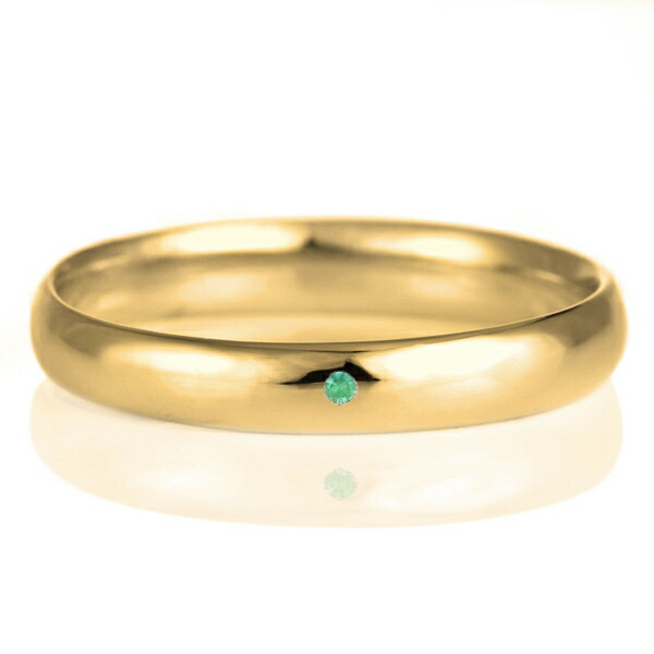 再入荷】 結婚指輪 マリッジリング 18金 ゴールド 甲丸 天然石 エメラルド 末広
