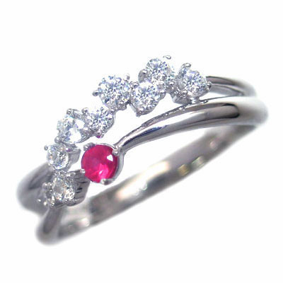スイート エタニティ ダイヤモンド 10 個 ( 7月誕生石 ) プラチナ ルビー・ダイヤモンドリング 結婚 10周年記念 末広｜Jewelry SUEHIRO