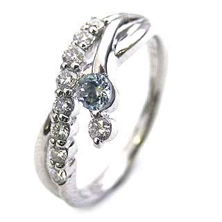 ダイヤモンド リング プラチナ ダイヤモンド リング ダイヤモンド 3月 誕生石 アクアマリン ラッピング無料 末広