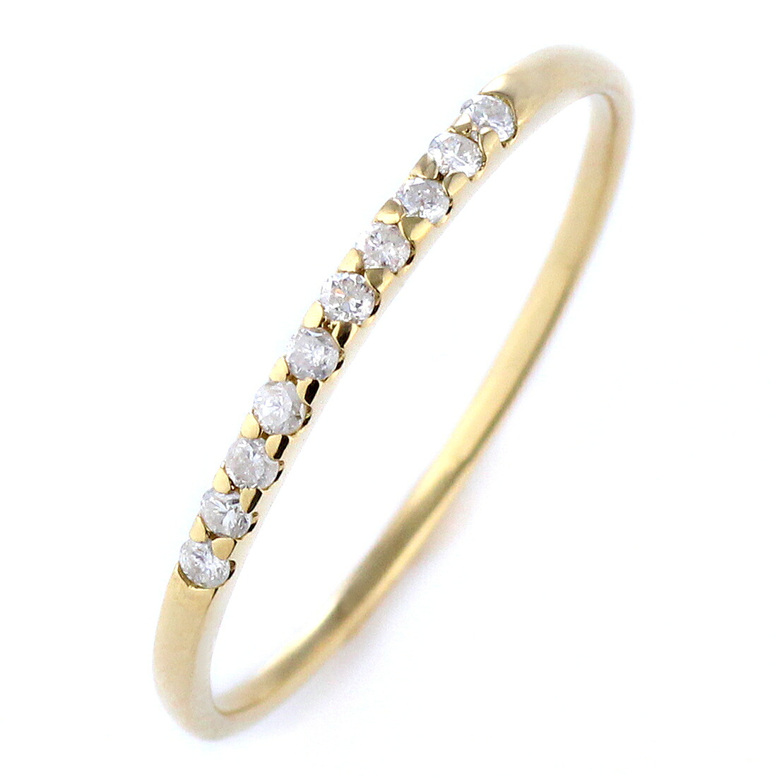エタニティリング 天然 ダイヤ 0.1ct K18イエローゴールド エタニティ 細身 Diamond Eternity末広 38,870円