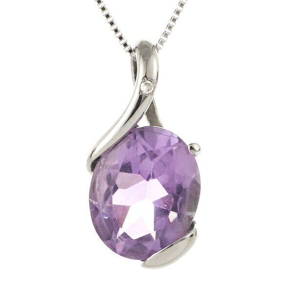 ネックレス レディース 天然石 アメジスト ダイヤモンド プラチナ ネックレス 2月 誕生石 末広|Jewelry SUEHIRO