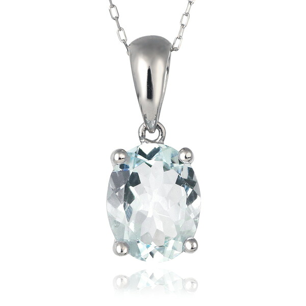 ネックレス レディース 天然石 アクアマリン プラチナ ネックレス 3月 誕生石 夏 末広｜Jewelry SUEHIRO 52,800円