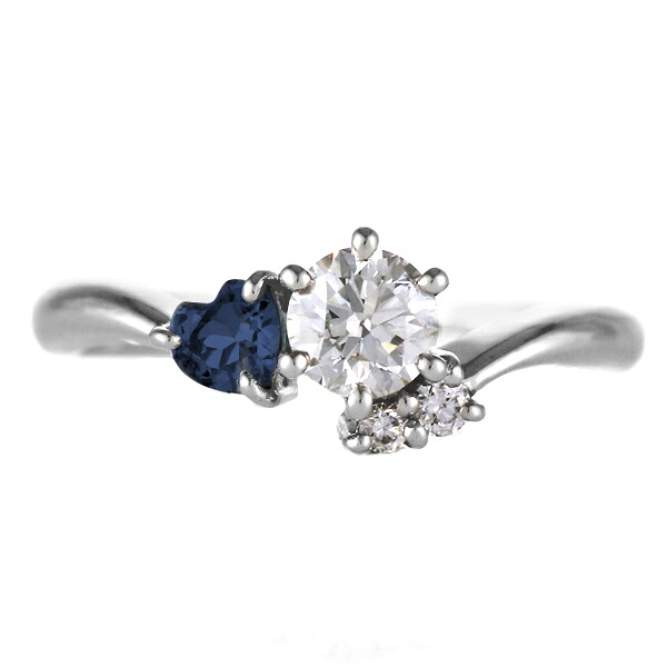 婚約指輪 ダイヤモンド プラチナリング 一粒 大粒 指輪 エンゲージリング 0.4ct プロポーズ用 レディース 人気 ダイヤ 刻印無料 9月 誕生石 サファイア 末広