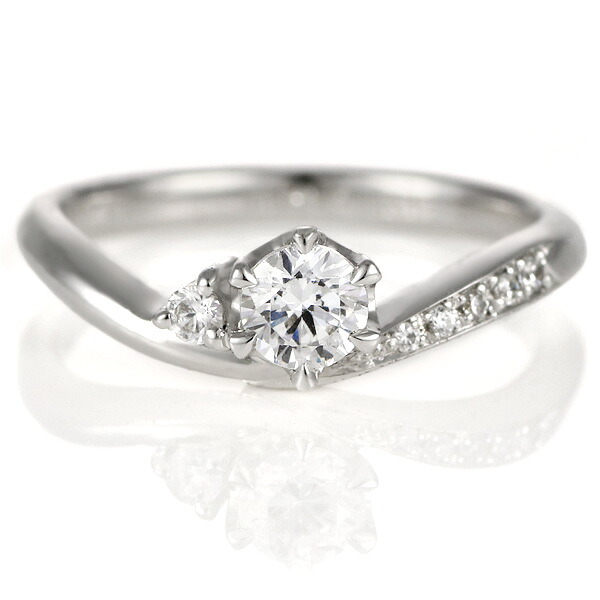 婚約指輪 ダイヤモンド ダイヤ プラチナ リング 0.3ct エンゲージリング 鑑定書 末広