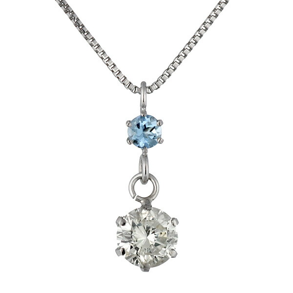 大粒　ペンダントトップ　Pt900 ダイヤモンド0.1ct アクアマリン　ブルー jewel planet 公式サイト / 【代行販売】PT900 アクアマリン