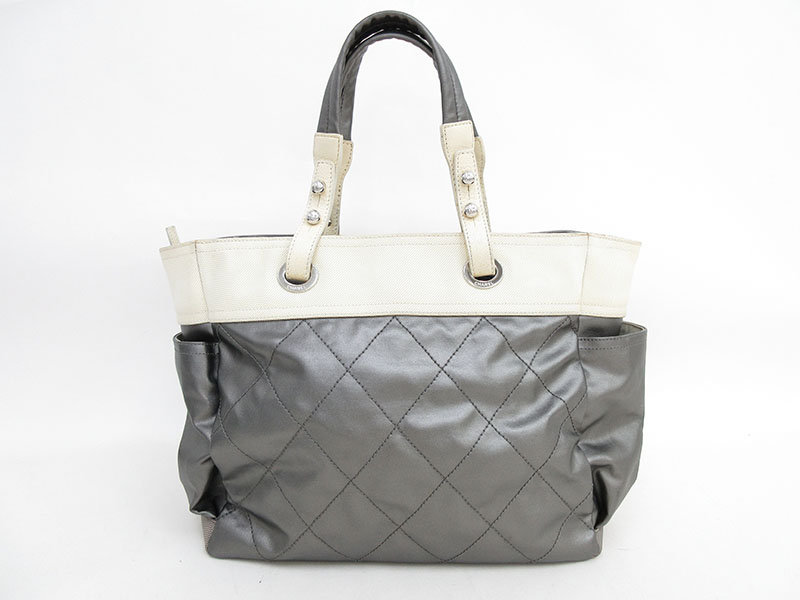 Jewelry-Total Tiara Inc.: CHANEL (Chanel) Paris Biarritz large tote bag gray X white white ...