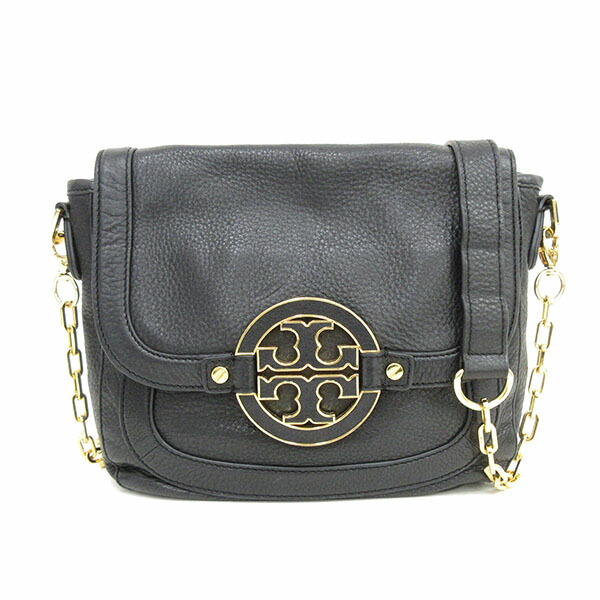 Tory Burch Tolly Birch Amanda Chain Bag Shoulder Black Leather Net