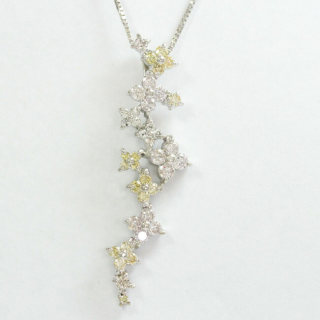 メーカー直売 ダイヤモンド計1 00ct フラワー ネックレス 18金ホワイトゴールド K18wg プラチナ Pt850 新品仕上げ済み Netshop ジュエリー 中古 1 Pkmgamping1 Slemankab Go Id