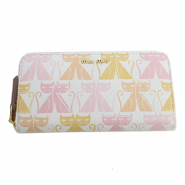 楽天市場 Miumiu ミュウミュウ 猫 キャット マドラス 長財布 白 ホワイト ピンク レザー ブランド財布 中古 Netshop とーたる 楽天市場店