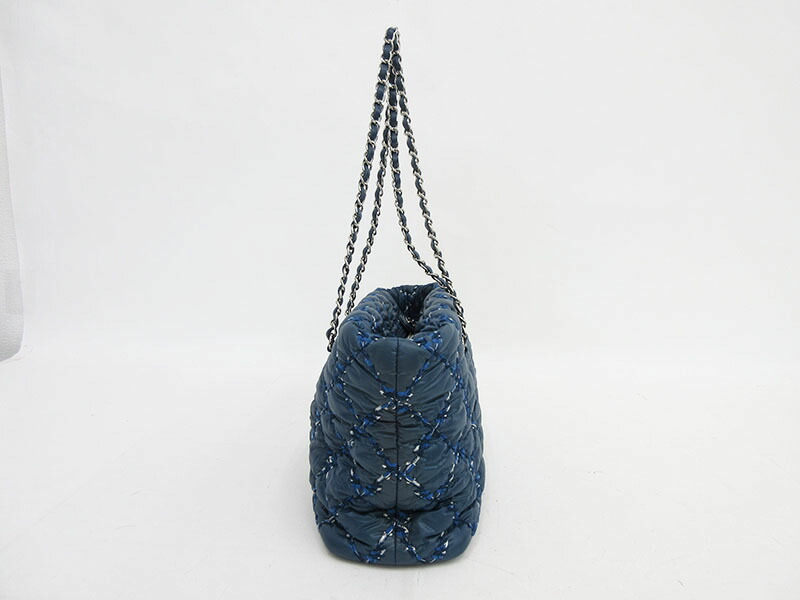 Chanel シャネル パリビザンス トートバッグ チェーンショルダー トート 中古 バッグ 青 ブルー シルバー金具 ナイロン ブランドバッグ トート 中古 Netshop とーたる 店chanel シャネル パリビザンス チェーンショルダー トート バッグ 青 ブルー シルバー