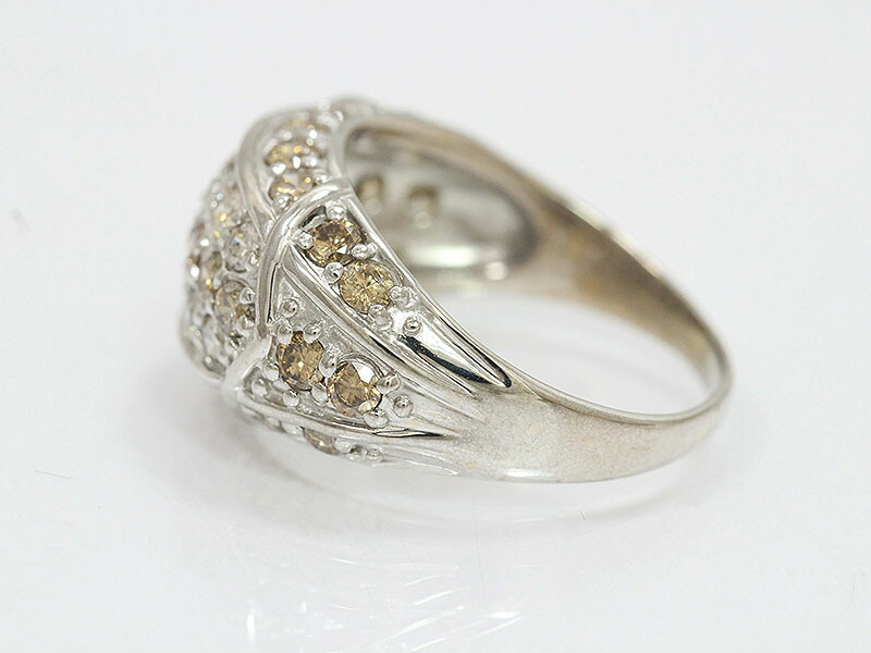 銅色ダイア ダイヤモンド トータル2 16ct 輪 18号 18現ナマ白色ゴールド K18wg 中古 宝飾品 新品仕上げ済み Netshop ブラウン ダイヤモンド ダイヤモンド 計2 16ct リング 18号 18金ホワイトゴールド K18wg 中古 ジュエリー 新品仕上げ済み Ficap Fr