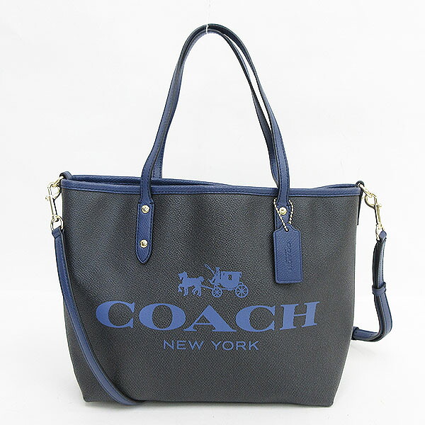 楽天市場 Coach コーチ ロゴ 2way トートバッグ ショルダー F36588 青 ブルー 黒 ブラック ブランドバッグ 中古 Netshop とーたる 楽天市場店