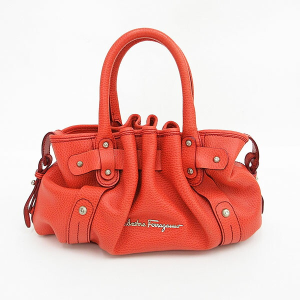 Salvatore Ferragamo(サルヴァトーレ・フェラガモ) トートバッグ ポーチ付き オレンジ レザー【ブランドバッグ】 【中古】 netshop【20241210】