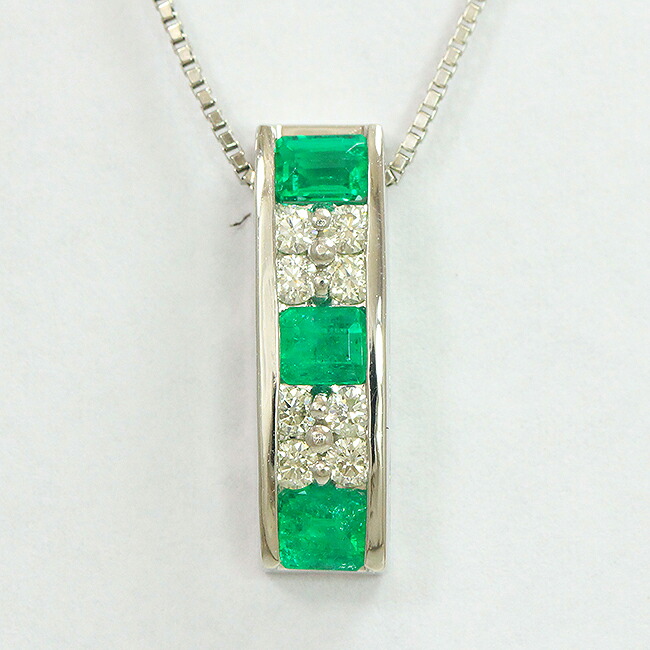 ネックレス エメラルド 計0.50ct/ダイヤモンド 計0.18ct プラチナ(Pt850/Pt900) 【中古】 ジュエリー 【新品仕上げ済み】netshop