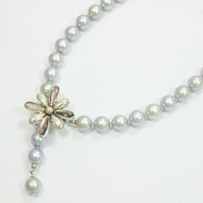 CACHER カシェ【美品】パール×花モチーフ　ピンクベージュ系ネックレス　宝石 2025年最新】CACHER パールの人気アイテム - メルカリ