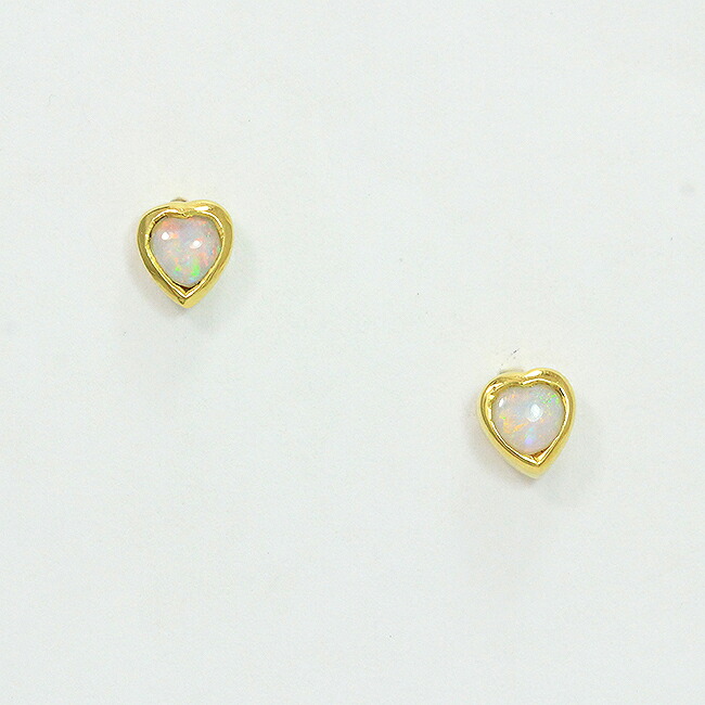 ハート オパール ピアス 18金イエローゴールド(K18YG) 【中古】 ジュエリー 【新品仕上げ済み】 netshop｜とーたる 店 9,159円