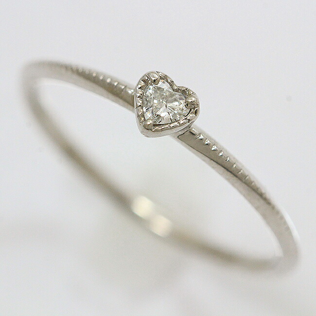 ハート ダイヤモンド0.05ct リング 10.5号 10金ホワイトゴールド(K10WG) 【中古】ジュエリー 【新品仕上げ済み】 netshop