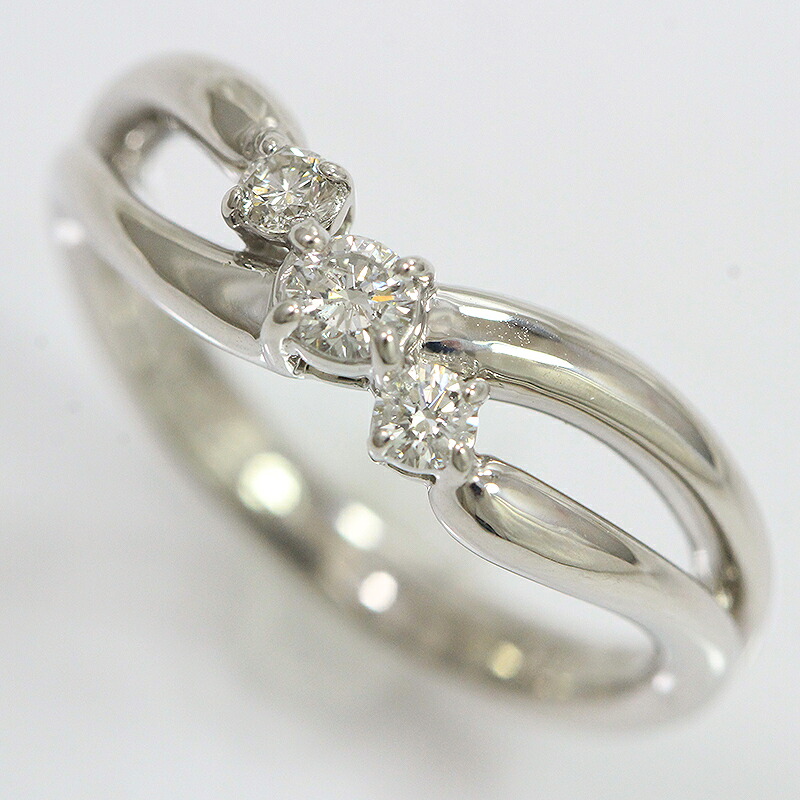 TRILOGY(トリロジー) リング ダイヤモンド 計0.24ct 12号 18金ホワイトゴールド(K18WG) 【中古】ブランド ジュエリー 【新品仕上げ済み】 netshop