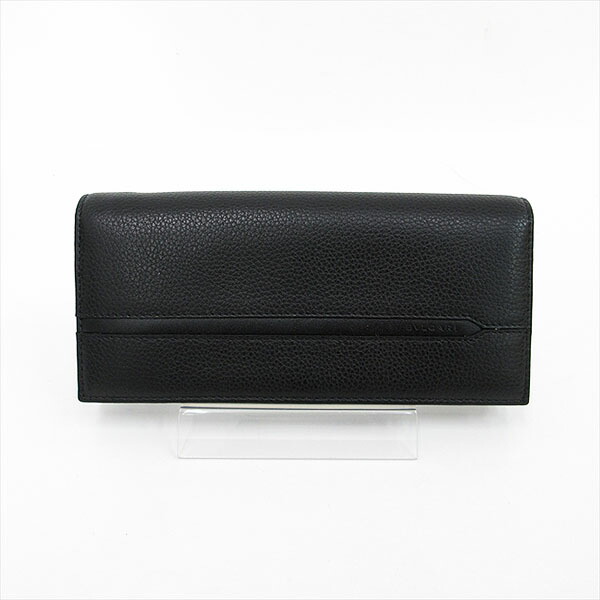 BVLGARI(ブルガリ) オクト 長財布 黒 ブラック レザー 【ブランド財布】 【中古】 netshop｜とーたる 店