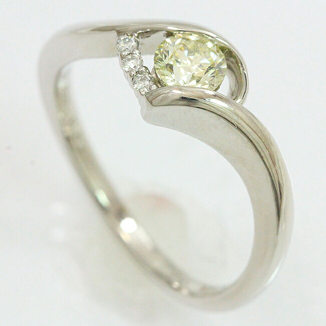 リング イエローダイヤモンド 0.32ct/ダイヤモンド 計0.02ct 10号 プラチナ(Pt950) 【中古】 ジュエリー 【新品仕上げ済み】netshop