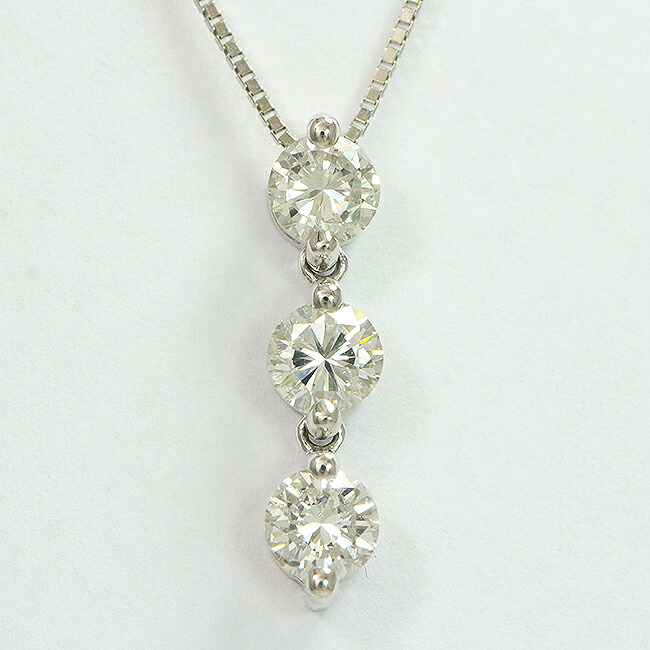 ネックレス スリーストーン ダイヤモンド 0.303ct 0.357ct 0.372ct プラチナ(Pt850/Pt900) 【中古】 ジュエリー 【新品仕上げ済み】netshop