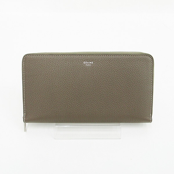 CELINE 美品 長財布 グレー ラージ フラップ ウォレット セリーヌ CELINE セリーヌ ラージフラップウォレット カーフスキン 長財布