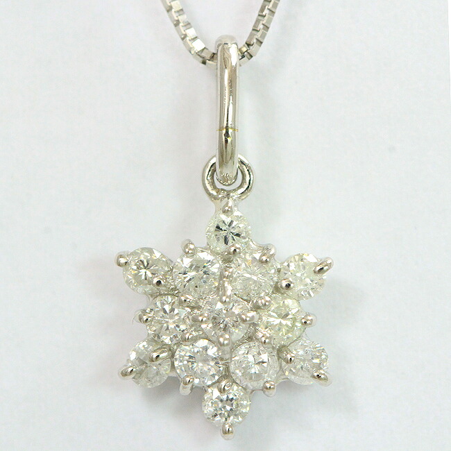 ネックレス ダイヤモンド 計0.58ct プラチナ(Pt850/Pt900) 【中古】 ジュエリー 【新品仕上げ済み】netshop｜とーたる 店
