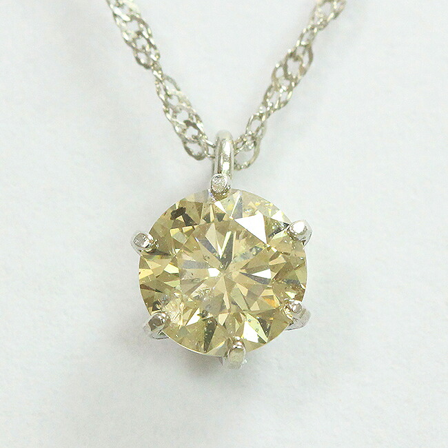 一粒石 ブラウンダイヤモンド 0.4ct ネックレス プラチナ(Pt850/Pt999) 【中古】 ジュエリー 【新品仕上げ済み】 netshop