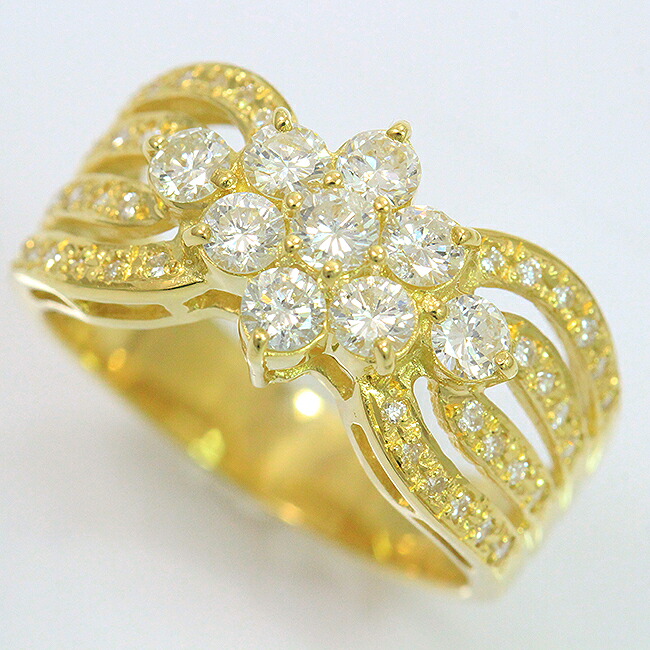 リング ダイヤモンド 計1.0ct 13号 18金イエローゴールド(K18YG) 【中古】 ジュエリー 【新品仕上げ済み】netshop 129,000円