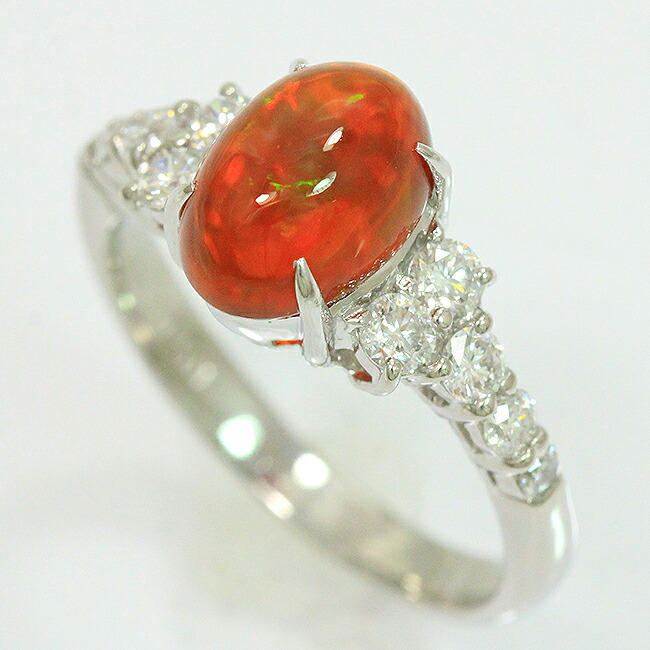オパール 1.96ct/ダイヤモンド 計0.50ct リング 13号 プラチナ(Pt900) 【中古】ジュエリー 【新品仕上げ済み】 netshop