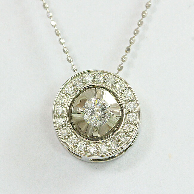 ネックレス ダイヤモンド 0.223ct/0.02ct/計0.20ct 18金ホワイトゴールド(K18WG)/プラチナ(Pt900) 【中古】 ジュエリー 【新品仕上げ済み】netshop【2025102】