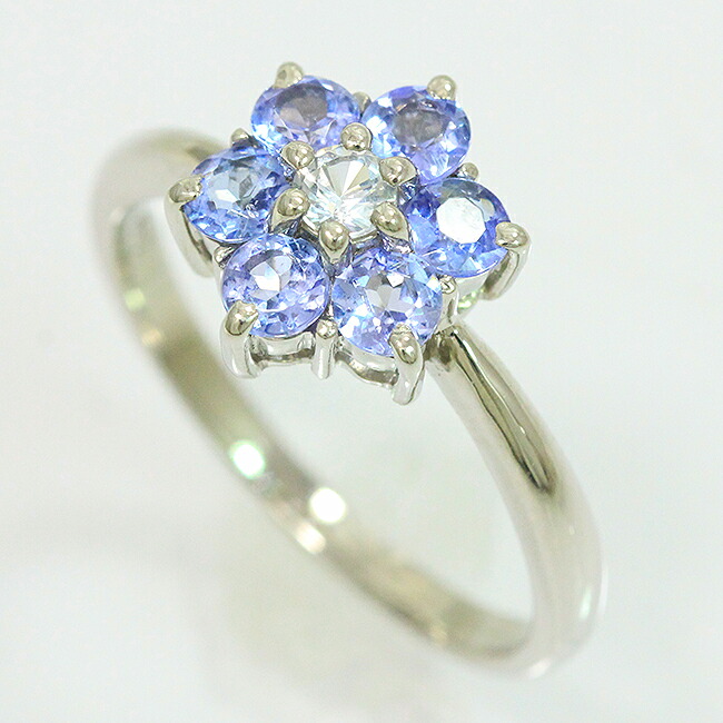 リング タンザナイト ホワイトサファイア 12号 プラチナ(Pt900) 【中古】 ジュエリー 【新品仕上げ/クリーニング済み】netshop｜とーたる 店