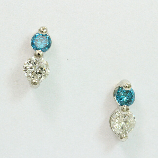 ダイヤモンド ブルーダイヤモンド(処理) 計0.25ct×2 ピアス プラチナ(Pt900) 【中古】 ジュエリー 【新品仕上げ/クリーニング済み】 netshop