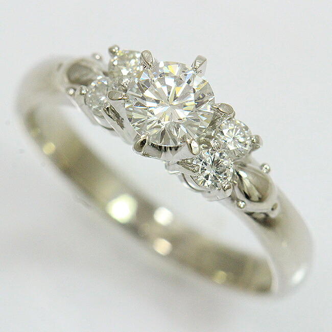 ダイヤモンド 0.396ct/D/VS2/VG 計0.15ct リング 9号 プラチナ(Pt900) 【中古】ジュエリー 【新品仕上げ/クリーニング済み】 netshop 135,400円
